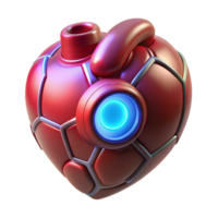 fascinating nordic Cybernetic heart with glowing core NO BACKGROUND with Transparent Background. masterfully captured png