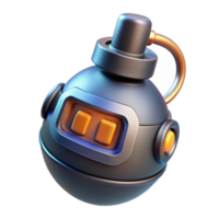 intense enchanting Futuristic grenade with digital countdown timer NO BACKGROUND with Transparent Background. museum quality png