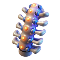 memorable futuristic Cybernetic spine with glowing nodes NO BACKGROUND with Transparent Background. gallery standard png