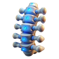 enchanting iconic Cybernetic spine with glowing nodes NO BACKGROUND with Transparent Background. png