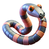 dreamy glorious Robotic snake with flexible segments NO BACKGROUND with Transparent Background. expertly shot png