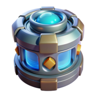 spectacular vintage Futuristic power cell with glowing core NO BACKGROUND with Transparent Background. refined png