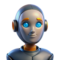 beautiful organic Robotic humanoid head with glowing eyes NO BACKGROUND with Transparent Background. studio quality png