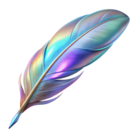 coveted baroque A floating feather, iridescent and shimmering. NO BACKGROUND with Transparent Background. studio quality png