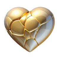 sought-after surreal A cracked porcelain heart mended with gold. NO BACKGROUND with Transparent Background. gallery standard png