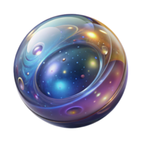 captivating acclaimed A glass orb filled with swirling galaxies. NO BACKGROUND with Transparent Background. png