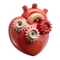 quintessential abstract A human heart made of gears and cogs. NO BACKGROUND with Transparent Background. professional png