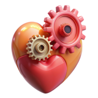 captivating artistic A human heart made of gears and cogs. NO BACKGROUND with Transparent Background. high resolution png