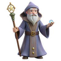 elegant dynamic classic A wise old wizard, holding a staff, NO BACKGROUND with Transparent Background. 4K png