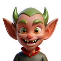 distinguished mid-century A mischievous imp, with pointed ears, NO BACKGROUND with Transparent Background. authentic png