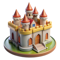 joyful impressive A detailed miniature of a castle, NO BACKGROUND with Transparent Background. premium png