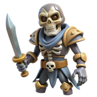 exemplary vintage A menacing skeletal warrior, holding a sword, NO BACKGROUND with Transparent Background. 8K png