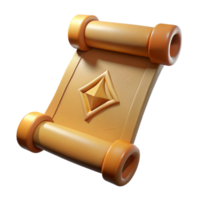 remarkable contemporary A single, ancient scroll, with cryptic symbols, NO BACKGROUND with Transparent Background. professional png