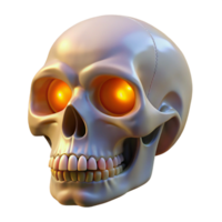 gorgeous minimalist A single, realistic human skull, with glowing eyes, NO BACKGROUND with Transparent Background. high quality png