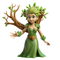 exquisite ethereal nordic A beautiful dryad, emerging from a tree, NO BACKGROUND with Transparent Background. crisp png