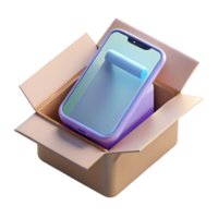 mysterious exquisite A brand new, unwrapped smartphone in its box. NO BACKGROUND with Transparent Background. gallery standard png