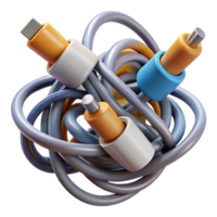 radiant distinguished A tangled mess of charging cables. NO BACKGROUND with Transparent Background. png