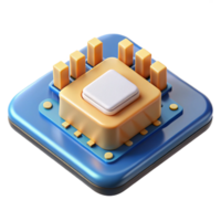 beautiful energetic minimalist A microchip on a circuit board. NO BACKGROUND with Transparent Background. top-tier png