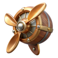 fascinating signature Steampunk airship propeller made of polished wood and copper. NO BACKGROUND with Transparent Background. png