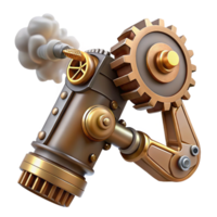 immaculate dynamic rustic Steampunk robotic arm with exposed gears and steam vents. NO BACKGROUND with Transparent Background. professional png