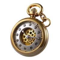 immaculate standout Steampunk pocket watch with Roman numerals and a skeletonized face. NO BACKGROUND with Transparent Background. png