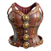 glorious dreamy rustic Steampunk corset with leather straps and metal buckles. NO BACKGROUND with Transparent Background. genuine png