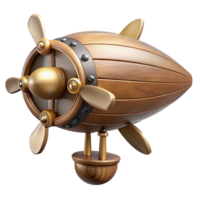 exceptional bohemian Steampunk dirigible propeller with wooden blades and brass fittings. NO BACKGROUND with Transparent Background. 8K png