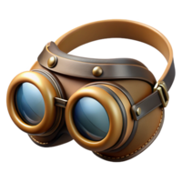 distinctive retro Steampunk aviator goggles with tinted lenses and leather straps. NO BACKGROUND with Transparent Background. authentic png