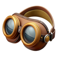 calm majestic Steampunk aviator goggles with tinted lenses and leather straps. NO BACKGROUND with Transparent Background. authentic png