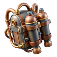 celebrated elegant Steampunk jetpack with miniature steam engines and copper pipes. NO BACKGROUND with Transparent Background. luxury png