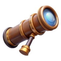 dynamic mesmerizing Steampunk spyglass with a retractable lens and a leather grip. NO BACKGROUND with Transparent Background. expertly shot png