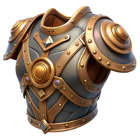 dramatic creative Steampunk shoulder armor with intricate engravings and brass accents. NO BACKGROUND with Transparent Background. precision png