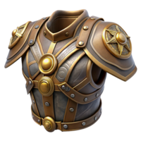 impressive energetic elegant Steampunk shoulder armor with intricate engravings and brass accents. NO BACKGROUND with Transparent Background. genuine png