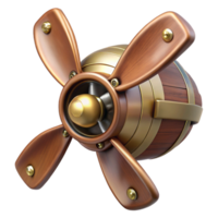 intense extraordinary Steampunk airship propeller made of polished wood and copper. NO BACKGROUND with Transparent Background. elite png