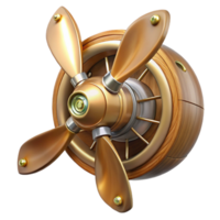gorgeous futuristic Steampunk airship propeller made of polished wood and copper. NO BACKGROUND with Transparent Background. 8K png