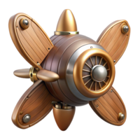 pristine mid-century Steampunk airship propeller made of polished wood and copper. NO BACKGROUND with Transparent Background. masterfully captured png