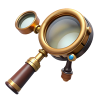 dazzling retro Steampunk monocle with a magnifying glass and a brass frame. NO BACKGROUND with Transparent Background. high resolution png