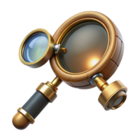 memorable creative Steampunk monocle with a magnifying glass and a brass frame. NO BACKGROUND with Transparent Background. refined png