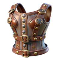 serene victorian Steampunk corset with metal buckles and leather straps. NO BACKGROUND with Transparent Background. handcrafted png