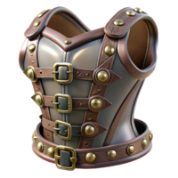 ethereal striking Steampunk corset with metal buckles and leather straps. NO BACKGROUND with Transparent Background. precision png