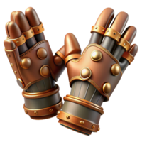 suntuoso se destacarem steampunk luvas com articulado dedo juntas e cobre chapeamento. não fundo com transparente fundo. png