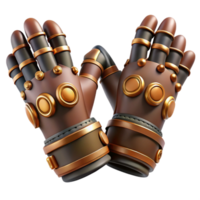 captivating impressionist Steampunk gloves with articulated finger joints and copper plating. NO BACKGROUND with Transparent Background. handcrafted png