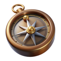 radiant whimsical traditional Steampunk compass with a rotating needle and a brass casing. NO BACKGROUND with Transparent Background. sharp png