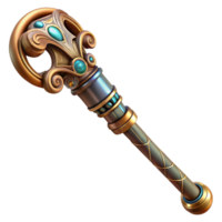 radiant remarkable Steampunk cane with a hidden blade and intricate carvings. NO BACKGROUND with Transparent Background. png