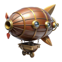 splendid joyful creative Steampunk dirigible miniature with intricate details and propellers. NO BACKGROUND with Transparent Background. gallery standard png