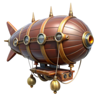 pristine dynamic classic Steampunk dirigible miniature with intricate details and propellers. NO BACKGROUND with Transparent Background. top-tier png