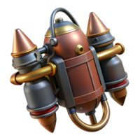 rare classic Steampunk jetpack with miniature turbines and brass nozzles. NO BACKGROUND with Transparent Background. gallery standard png