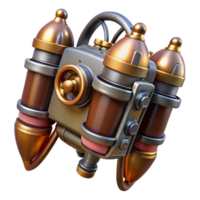 coveted elegant Steampunk jetpack with miniature turbines and brass nozzles. NO BACKGROUND with Transparent Background. luxury png