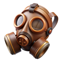 impressive mid-century Steampunk gas mask with filters and a leather strap. NO BACKGROUND with Transparent Background. exclusive png
