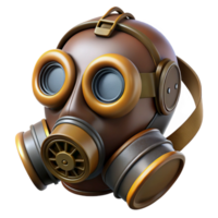 memorable avant-garde Steampunk gas mask with filters and a leather strap. NO BACKGROUND with Transparent Background. high quality png
